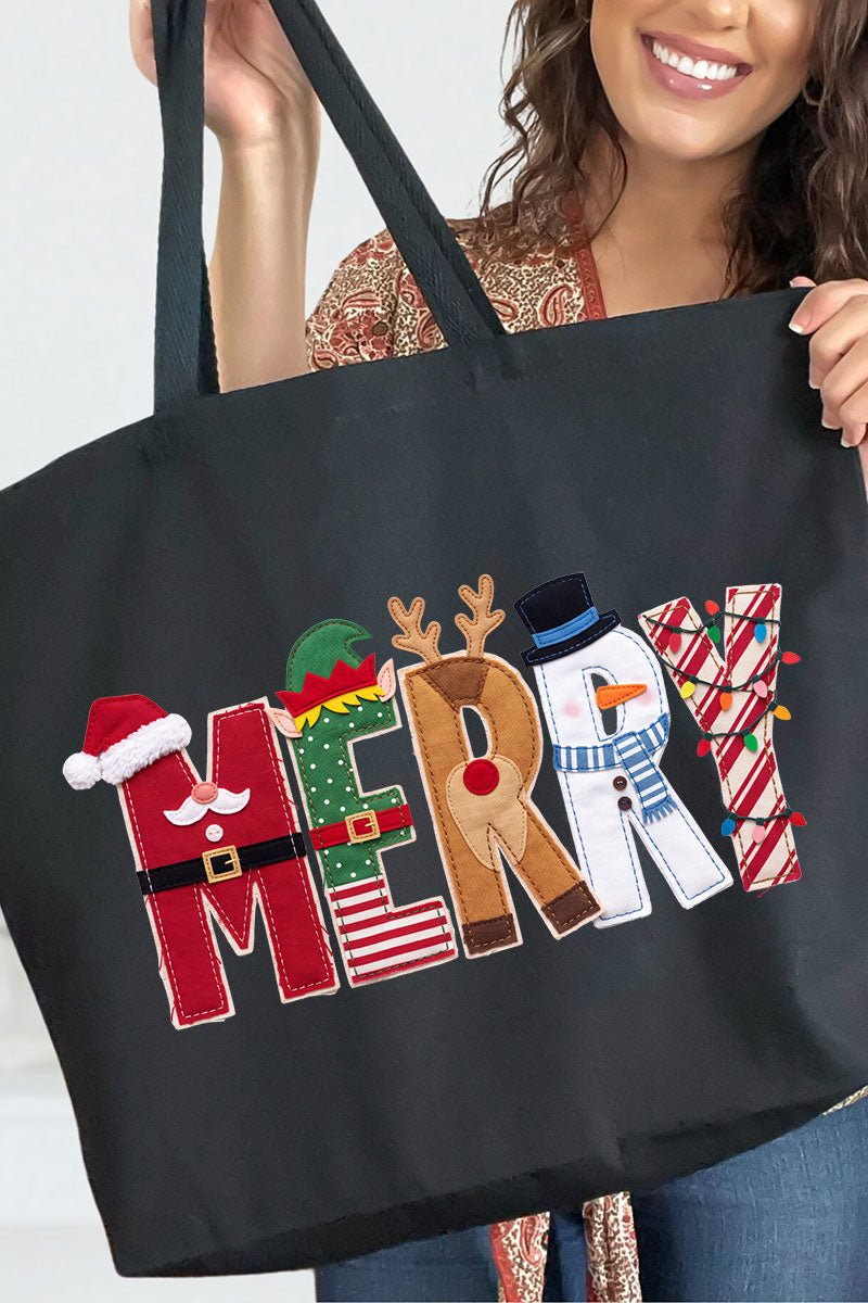 Christmas Characters Merry Canvas Jumbo Tote - Wholesale Accessory Market