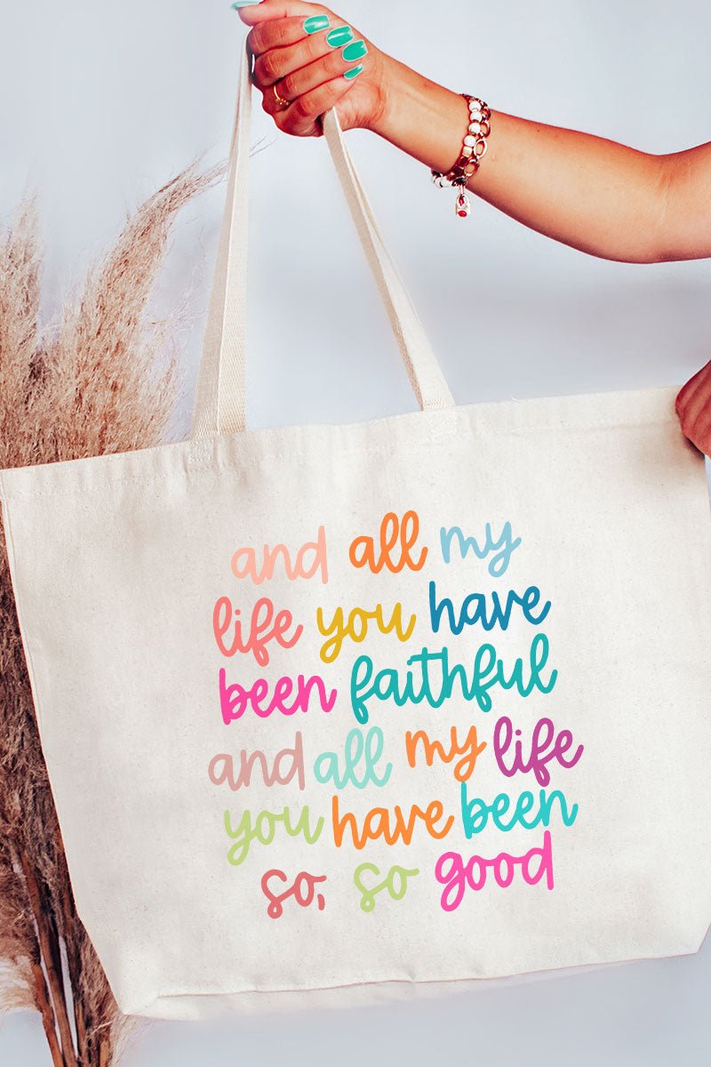 Colorful Always Faithful Canvas Jumbo Tote - Wholesale Accessory Market