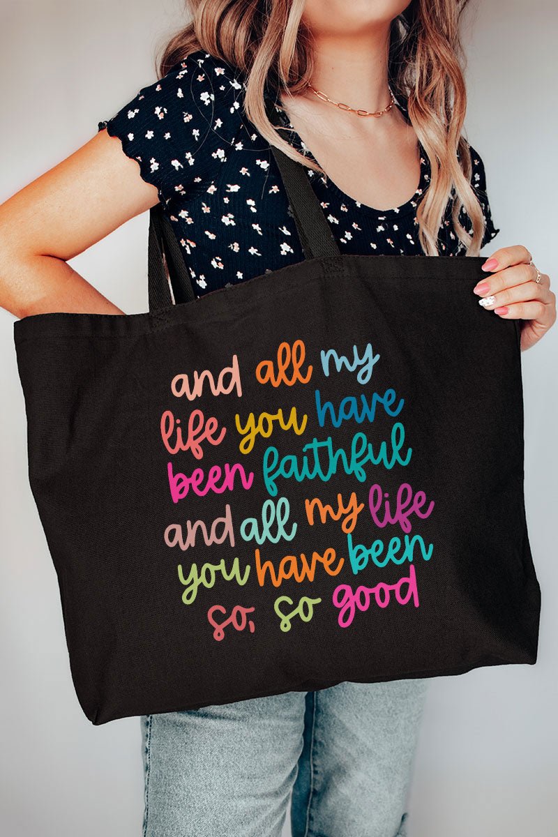 Colorful Always Faithful Canvas Jumbo Tote - Wholesale Accessory Market