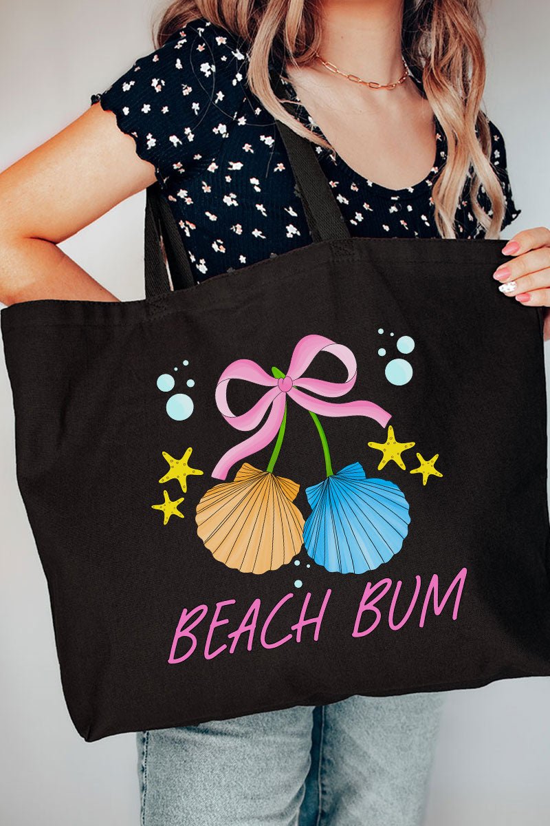 Coquette Shell Beach Bum Canvas Jumbo Tote - Wholesale Accessory Market