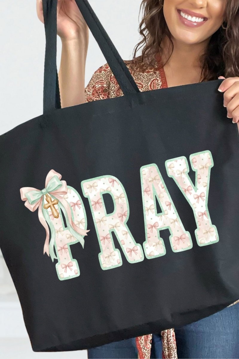 Coquette Cross Pray Canvas Jumbo Tote - Wholesale Accessory Market