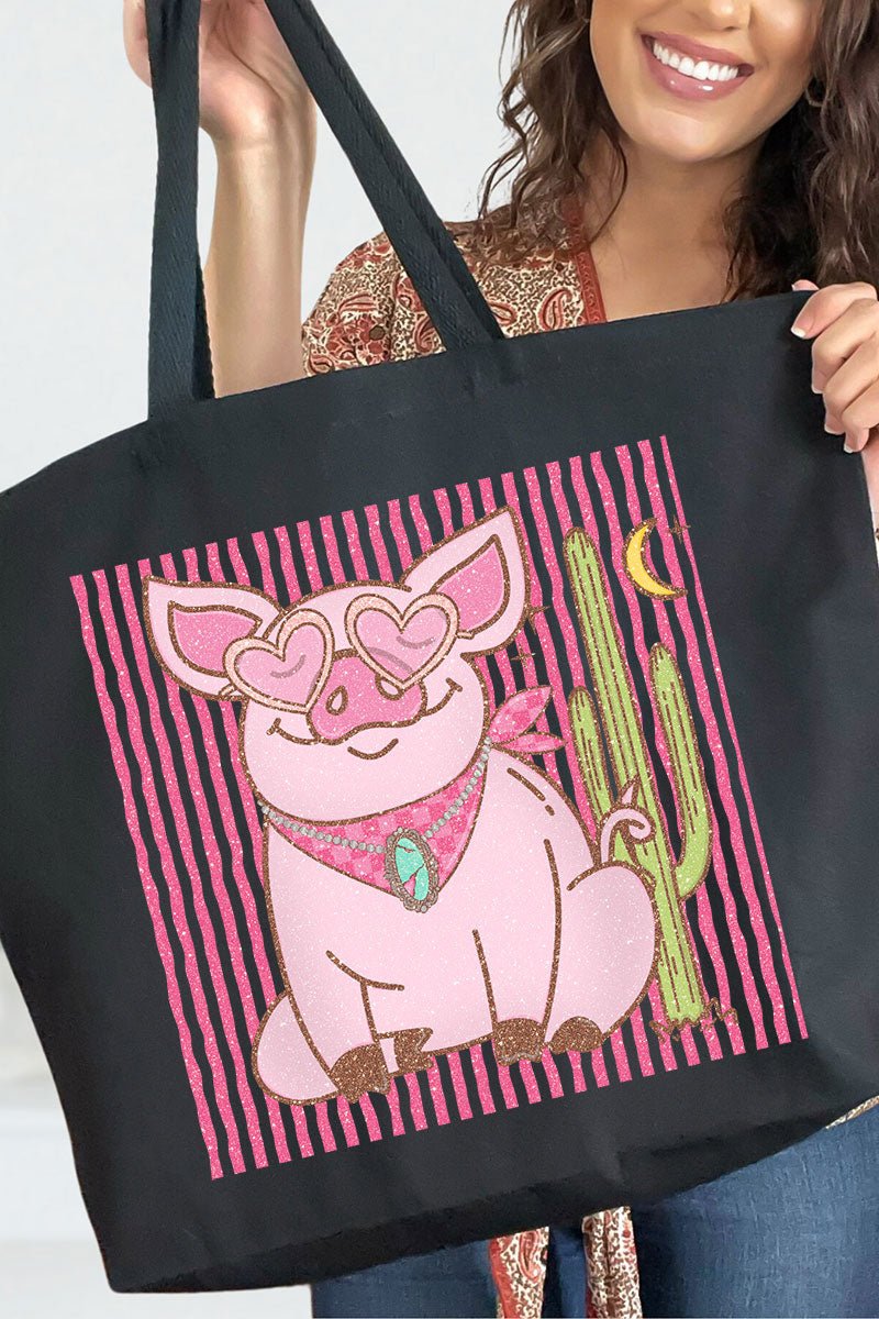 Desert Diva Piggy Canvas Jumbo Tote - Wholesale Accessory Market