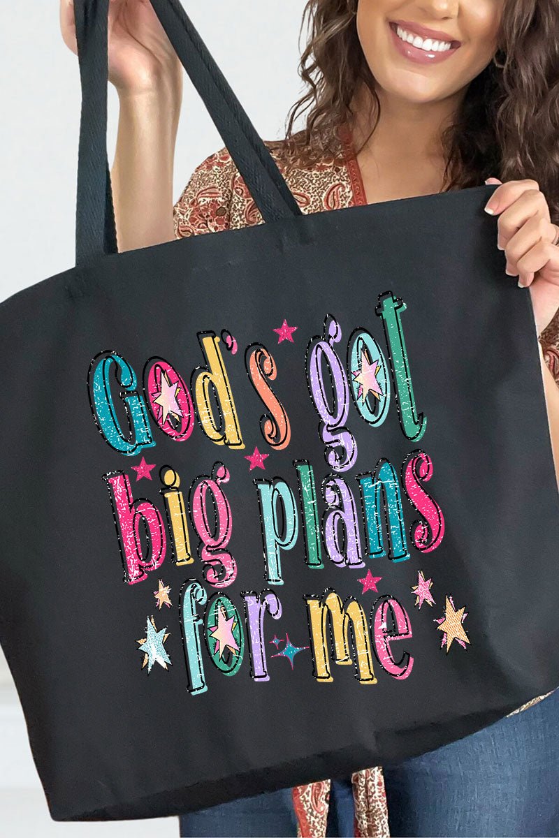 Distressed Big Plans For Me Canvas Jumbo Tote - Wholesale Accessory Market