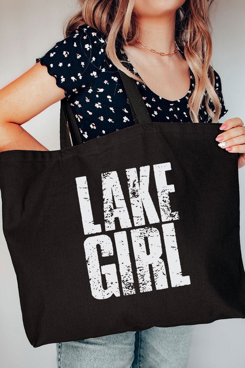 Distressed Lake Girl Canvas Jumbo Tote - Wholesale Accessory Market
