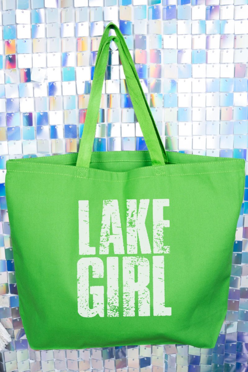 Distressed Lake Girl Canvas Jumbo Tote - Wholesale Accessory Market