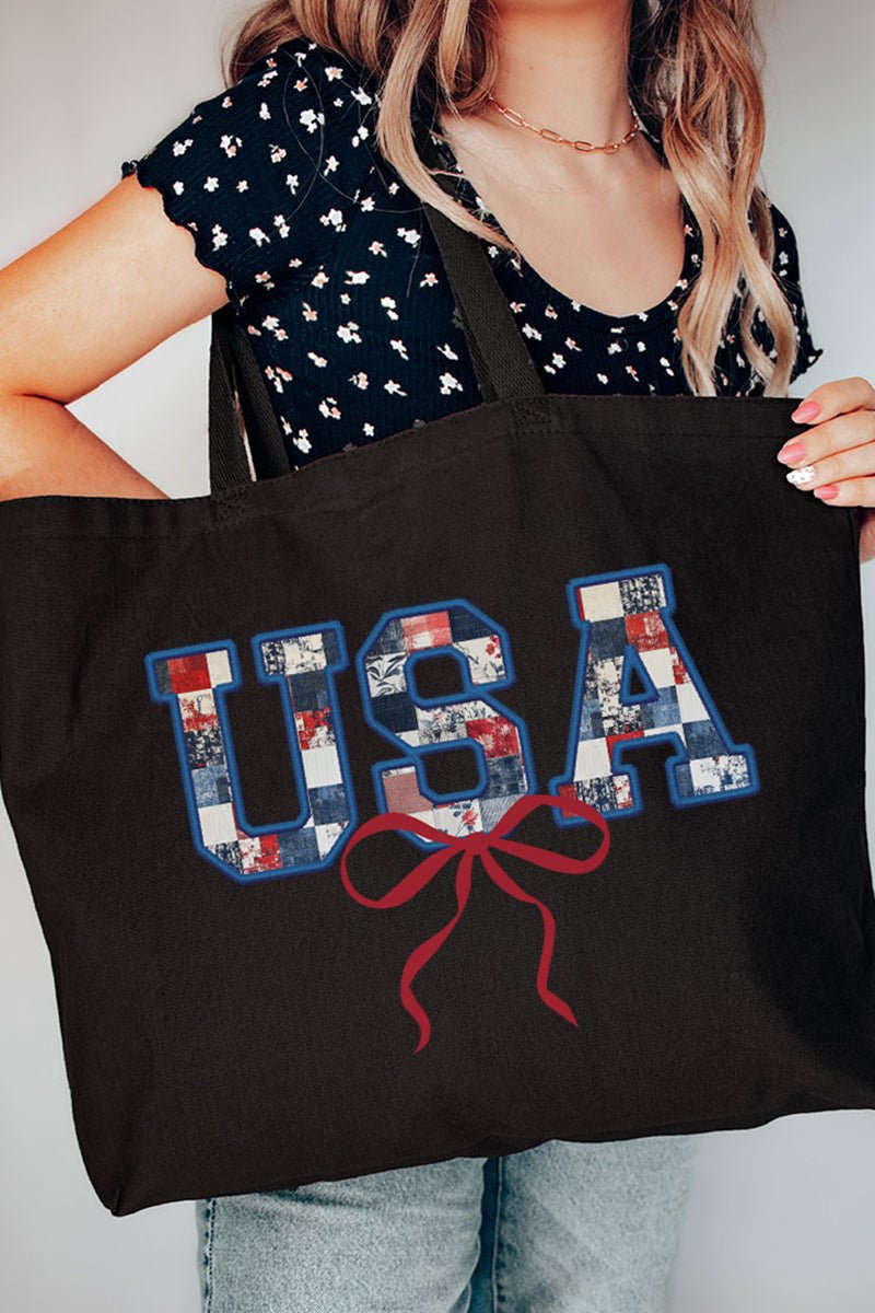Faux Patchwork USA Canvas Jumbo Tote - Wholesale Accessory Market