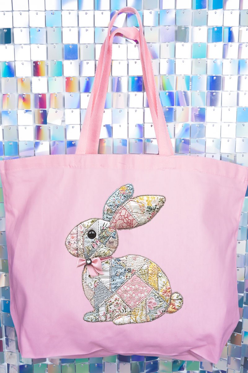 Faux Quilted Bunny Canvas Jumbo Tote - Wholesale Accessory Market