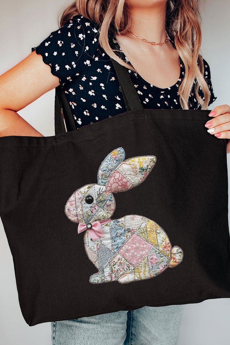 Faux Quilted Bunny Canvas Jumbo Tote - Wholesale Accessory Market