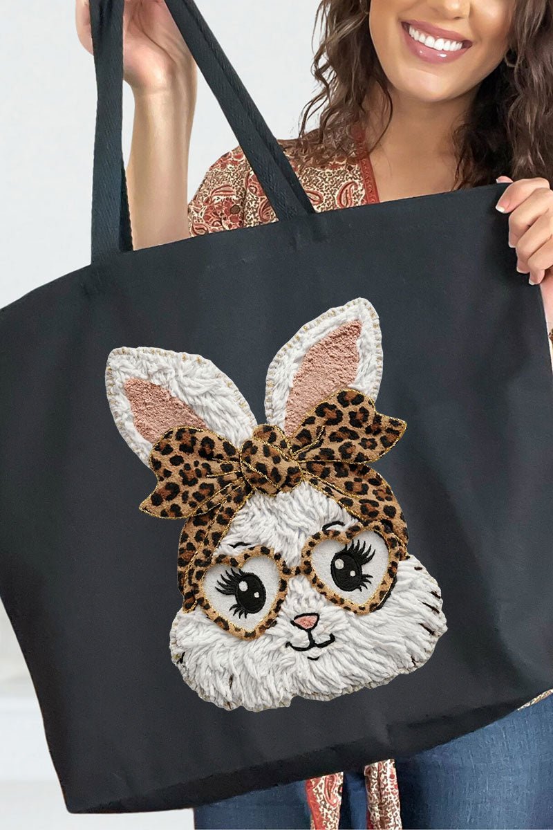 Faux Yarn Easter Bunny Canvas Jumbo Tote - Wholesale Accessory Market