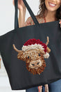 Faux Yarn Highland Cow Canvas Jumbo Tote - Wholesale Accessory Market