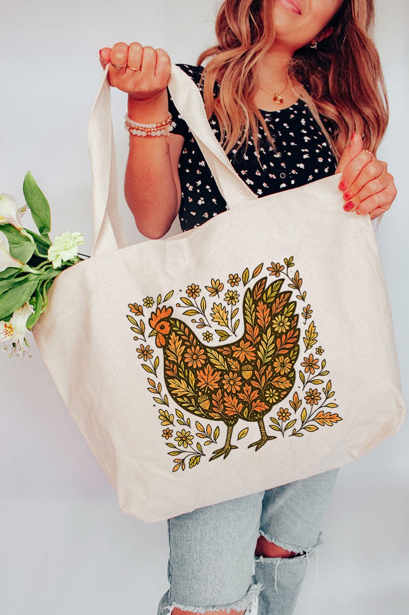 Feather & Flair Canvas Jumbo Tote - Wholesale Accessory Market