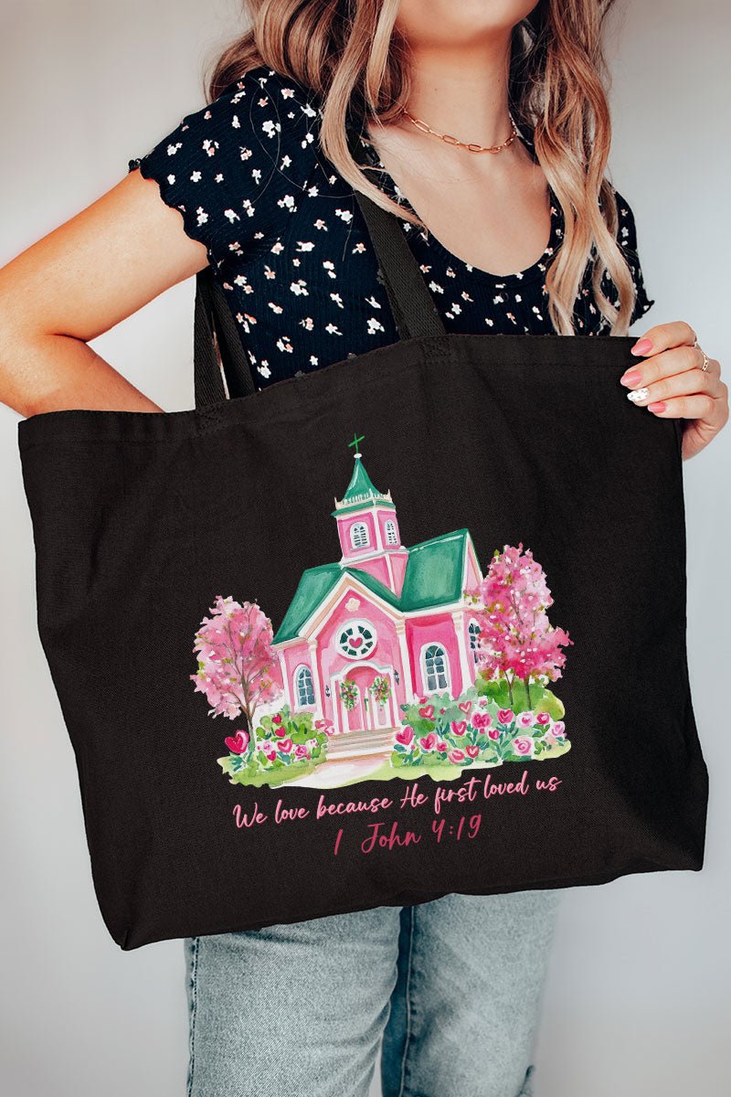 First Loved, Forever Loved Canvas Jumbo Tote - Wholesale Accessory Market