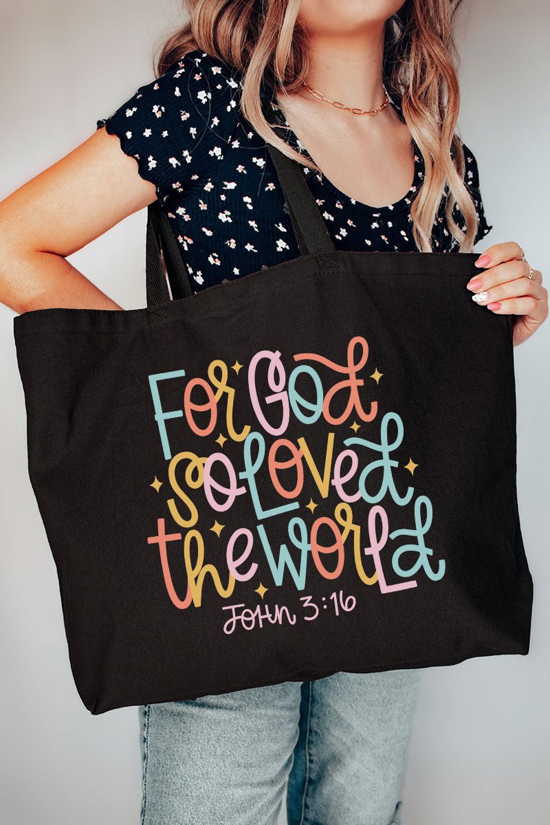 For God So Loved The World Canvas Jumbo Tote - Wholesale Accessory Market