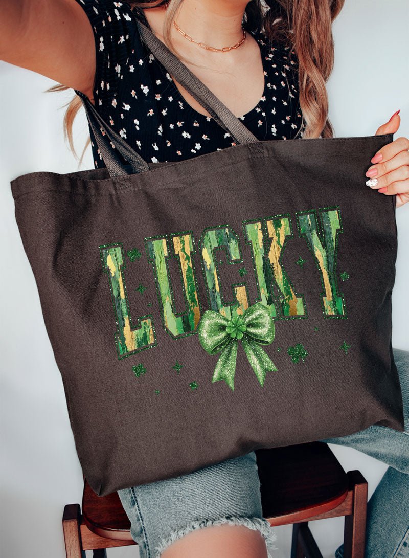 Glitzy Brushed Lucky Canvas Jumbo Tote - Wholesale Accessory Market