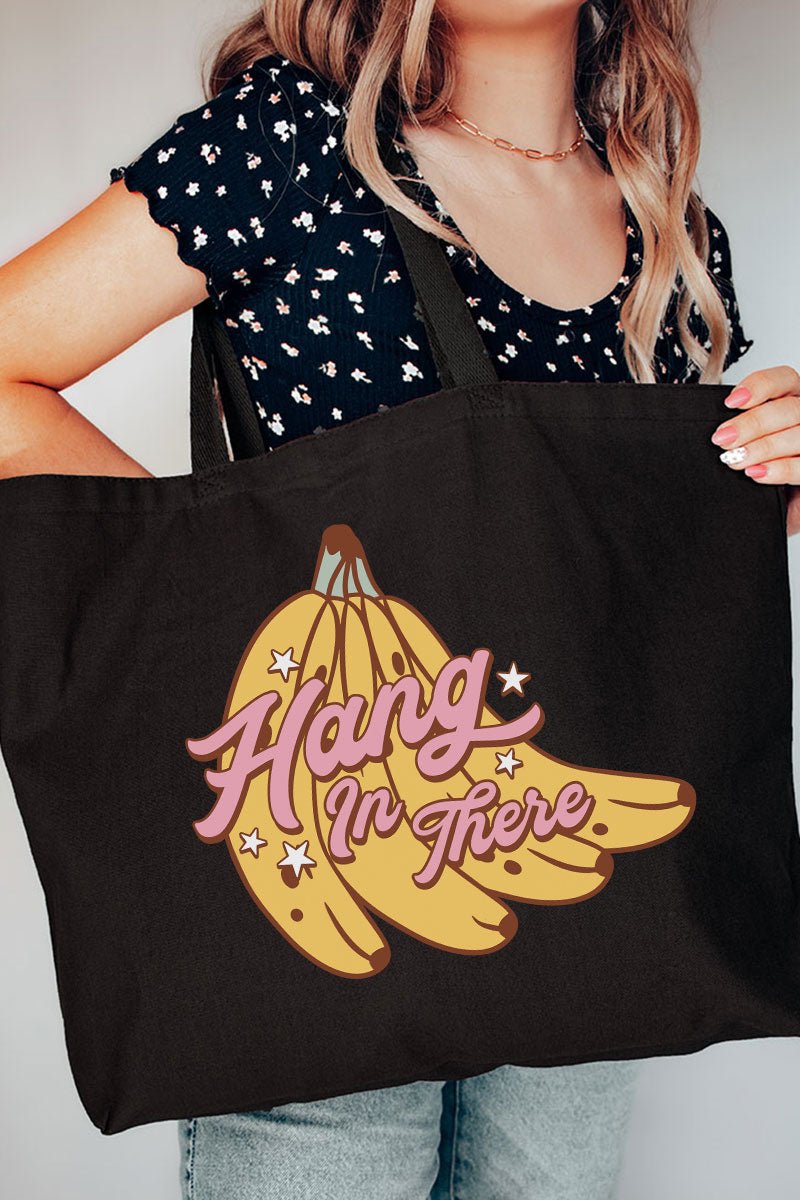 Hang In There Bananas Canvas Jumbo Tote - Wholesale Accessory Market