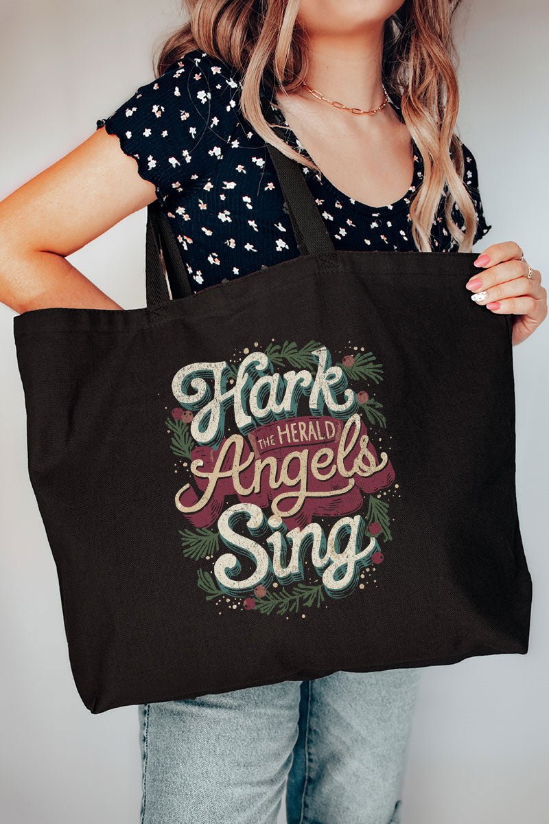 Hark The Herald Angels Sing Canvas Jumbo Tote - Wholesale Accessory Market
