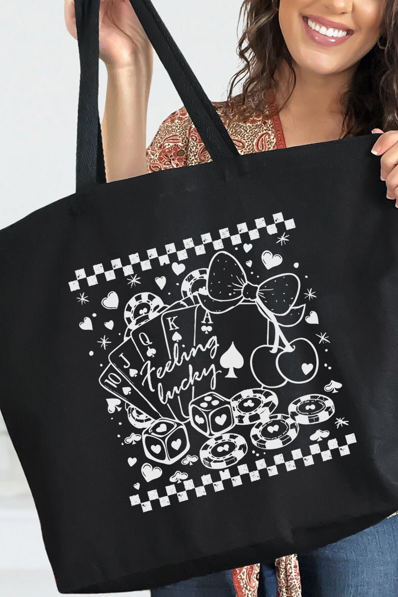 Hearts Feeling Lucky Canvas Jumbo Tote - Wholesale Accessory Market