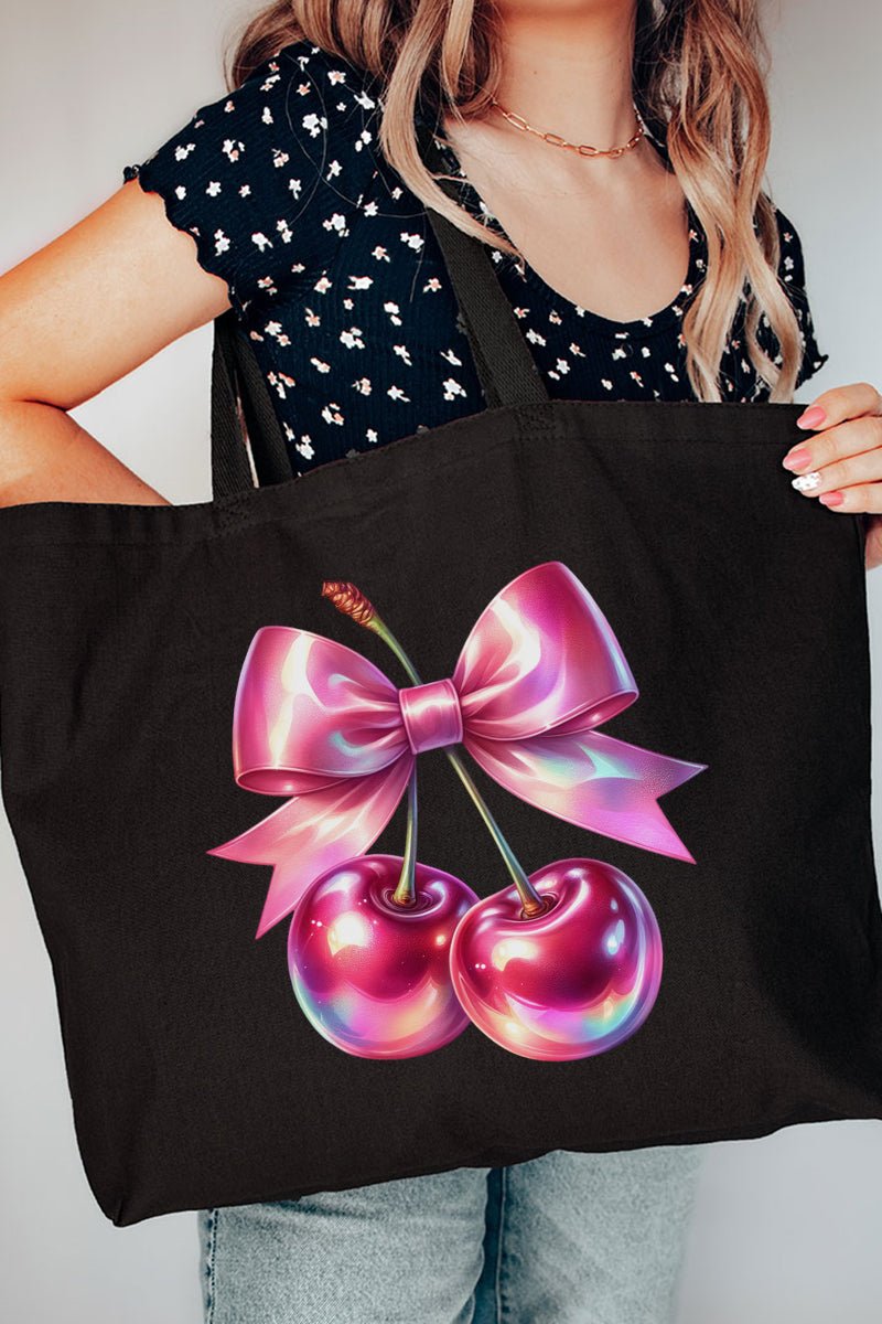 Holographic Coquette Cherries Canvas Jumbo Tote - Wholesale Accessory Market