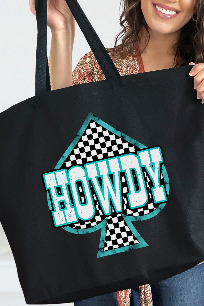 Howdy Checkered Spades Canvas Jumbo Tote - Wholesale Accessory Market