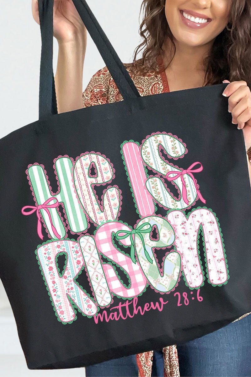 Lace & Bloom He Is Risen Canvas Jumbo Tote - Wholesale Accessory Market