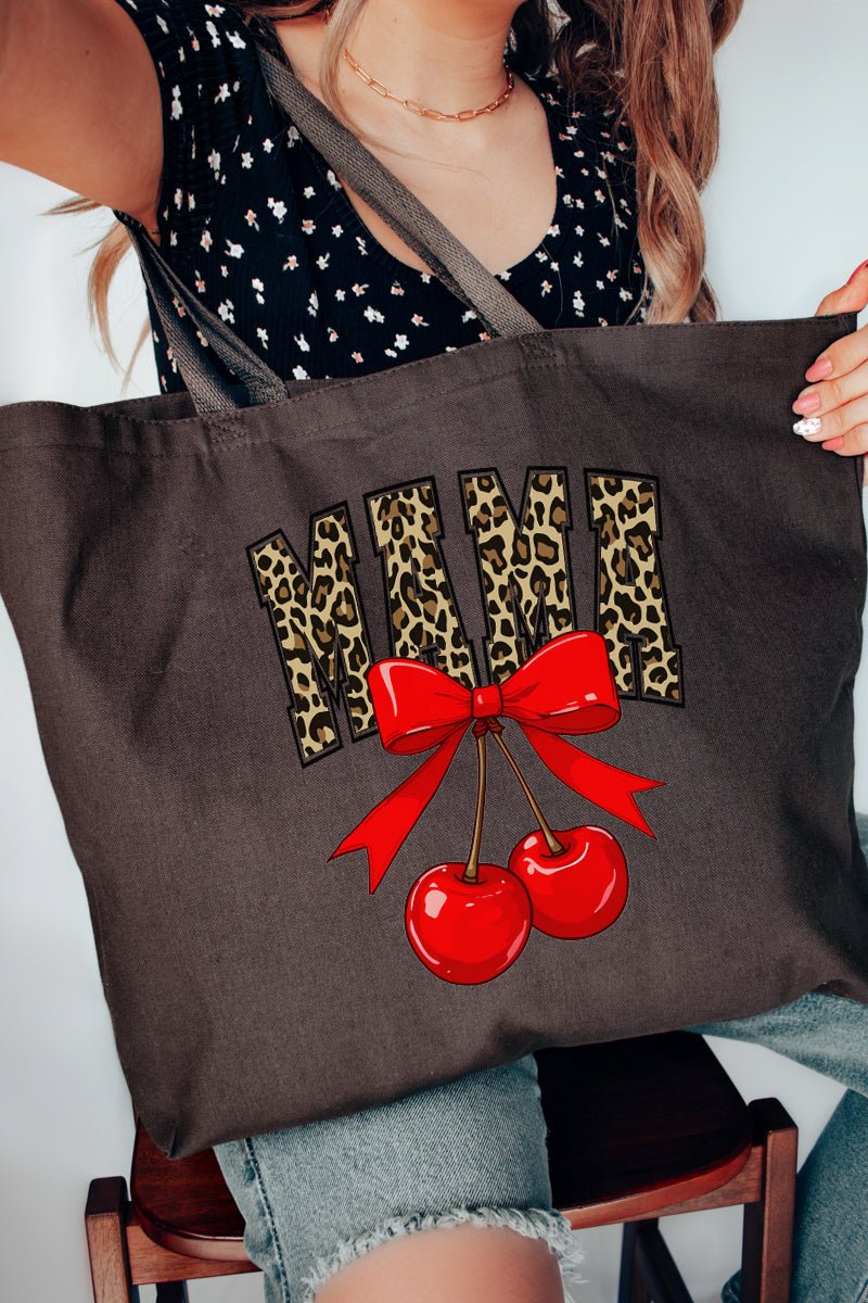 Leopard Cherry Mama Canvas Jumbo Tote - Wholesale Accessory Market