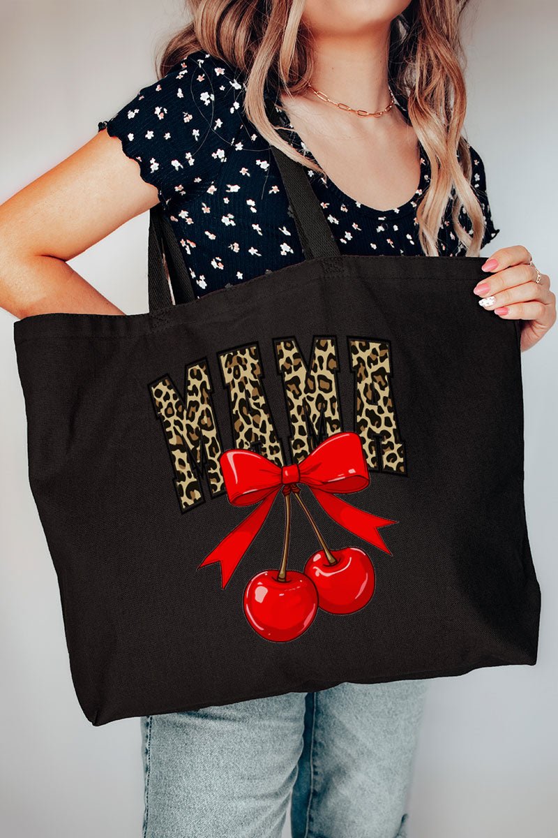 Leopard Cherry Mama Canvas Jumbo Tote - Wholesale Accessory Market