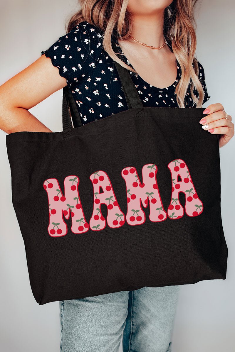 Mama Stacked Cherries Canvas Jumbo Tote - Wholesale Accessory Market