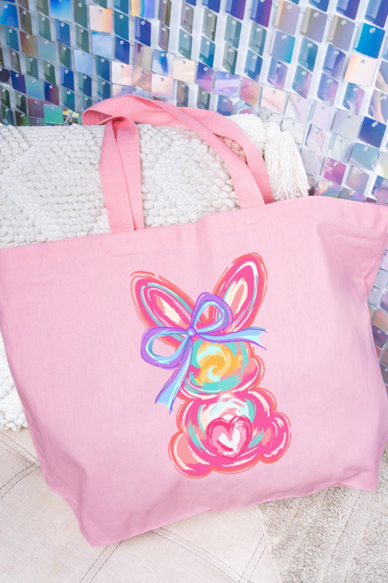Neon Bunny Bow Canvas Jumbo Tote - Wholesale Accessory Market