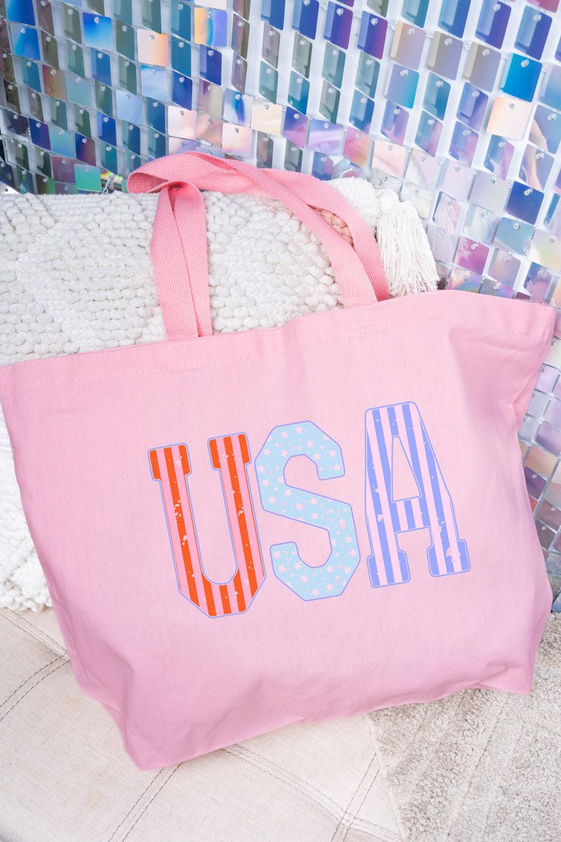 Pastel American Dreamin' Vibes Canvas Jumbo Tote - Wholesale Accessory Market