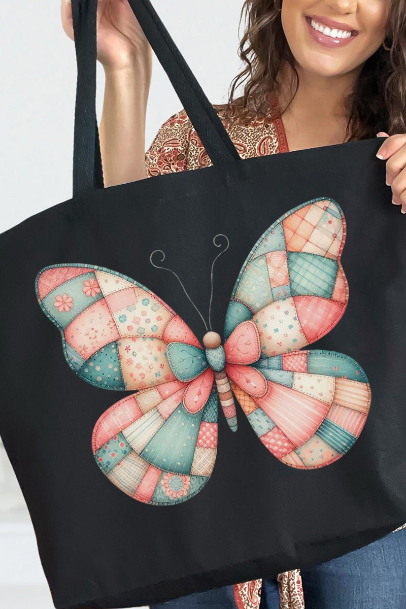 Patchwork Butterfly Canvas Jumbo Tote - Wholesale Accessory Market