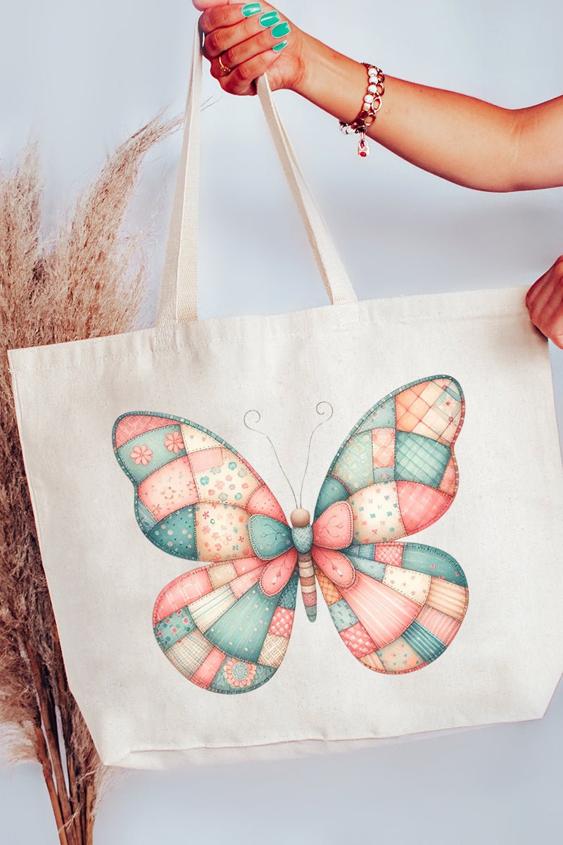 Patchwork Butterfly Canvas Jumbo Tote - Wholesale Accessory Market