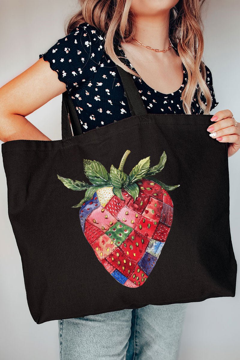 Patchwork Strawberry Canvas Jumbo Tote - Wholesale Accessory Market