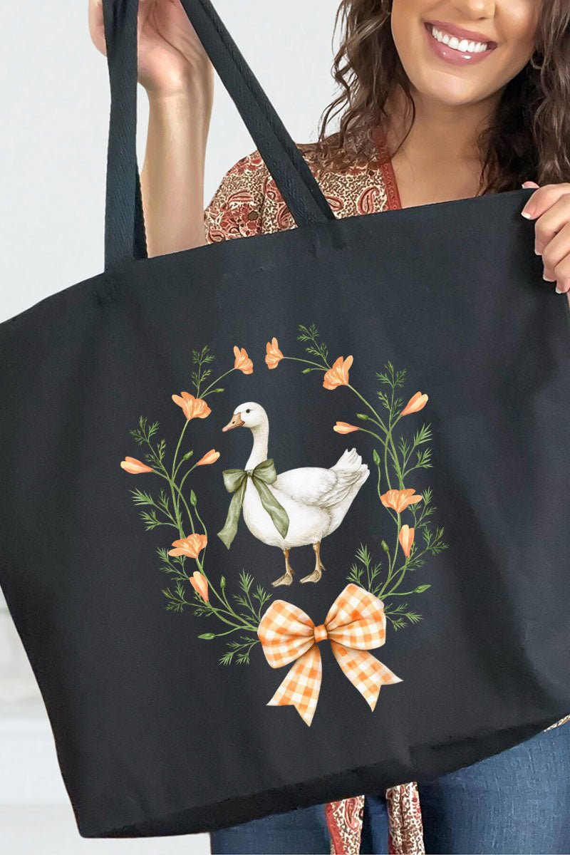 Peach Petals Goose Canvas Jumbo Tote - Wholesale Accessory Market