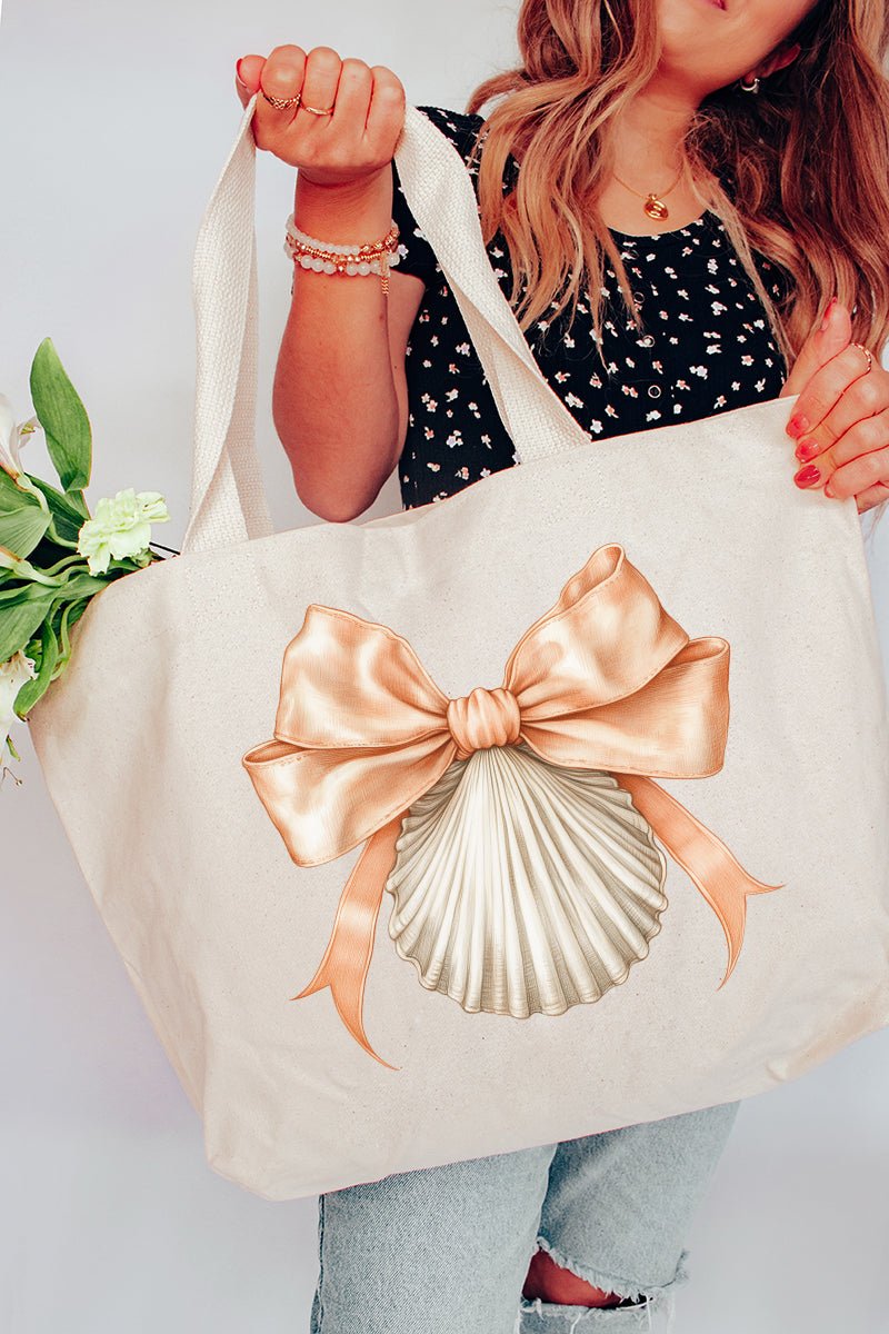 Peachy Seashell Canvas Jumbo Tote - Wholesale Accessory Market