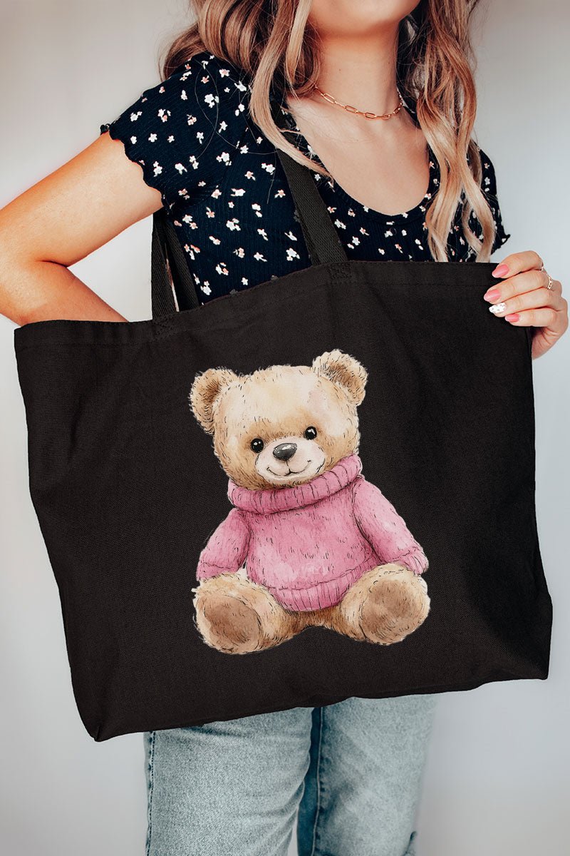 Pink Vintage Teddy Bear Canvas Jumbo Tote - Wholesale Accessory Market