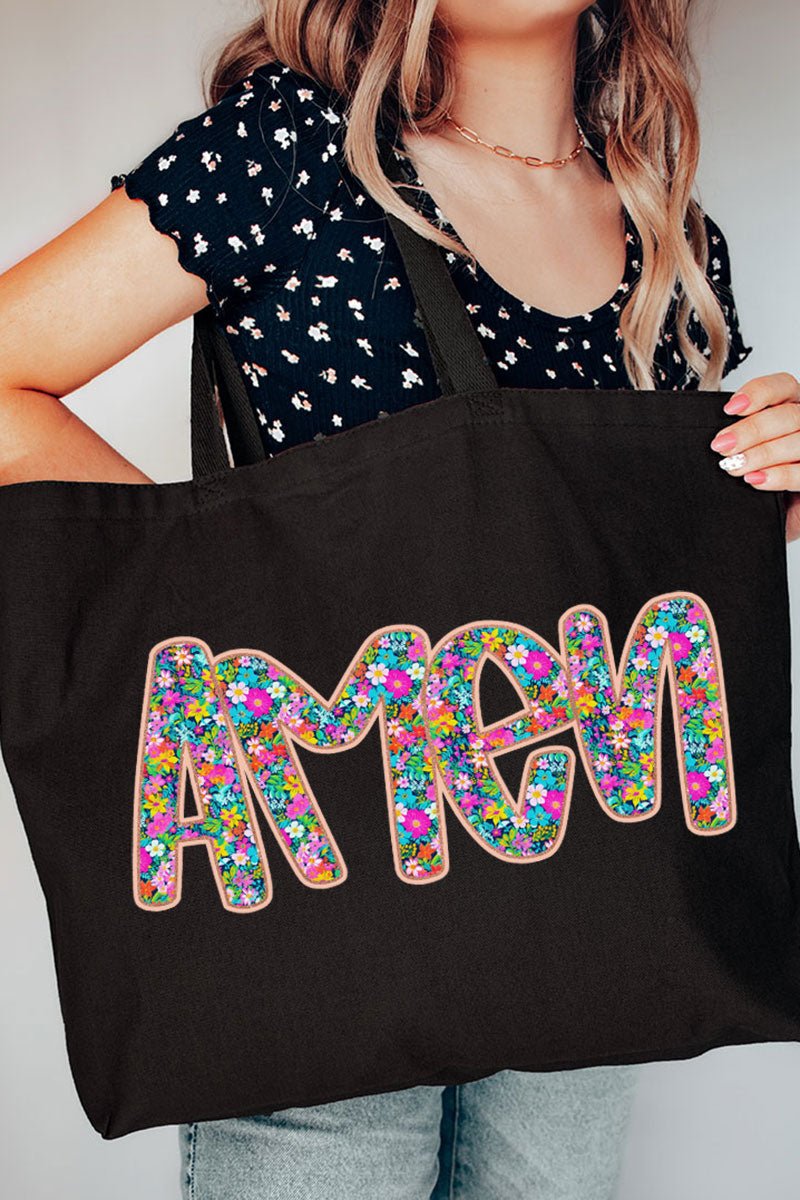 Radiant Amen Floral Canvas Jumbo Tote - Wholesale Accessory Market