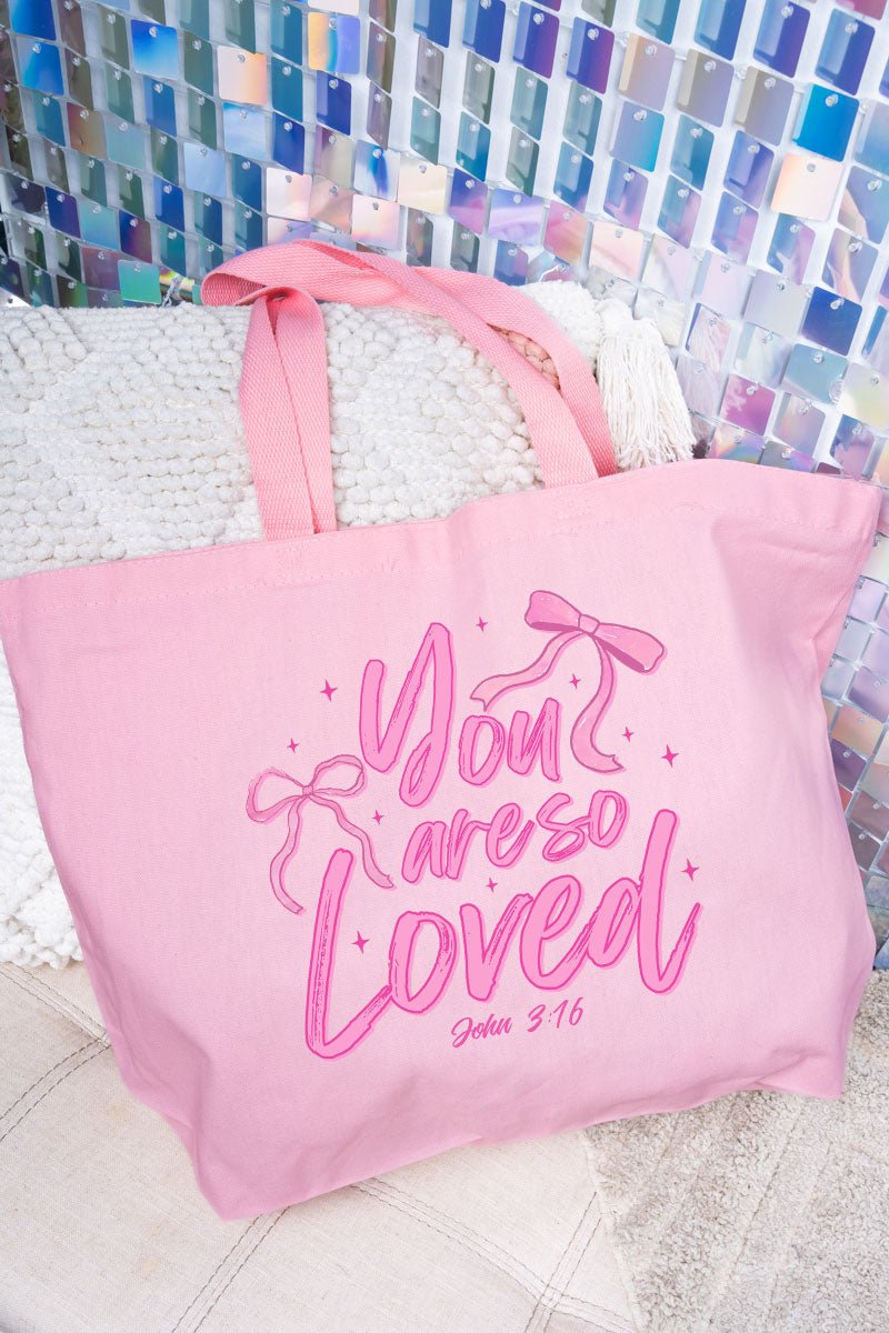 Script So Loved Canvas Jumbo Tote - Wholesale Accessory Market