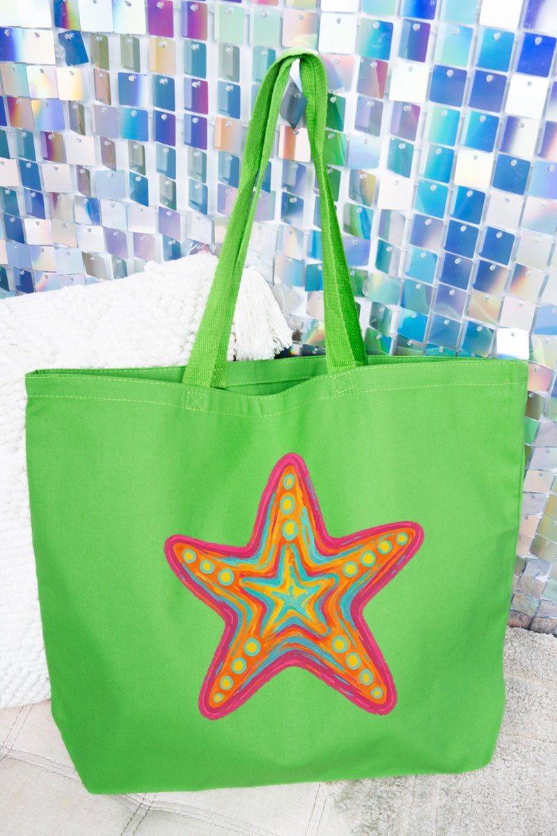 Sparkling Starfish Vibes Canvas Jumbo Tote - Wholesale Accessory Market