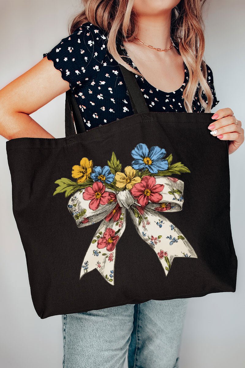 Spring Coquette Bouquet Canvas Jumbo Tote - Wholesale Accessory Market