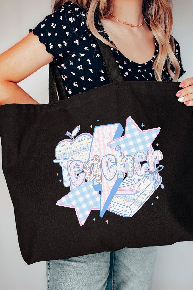 Star Teacher Canvas Jumbo Tote - Wholesale Accessory Market