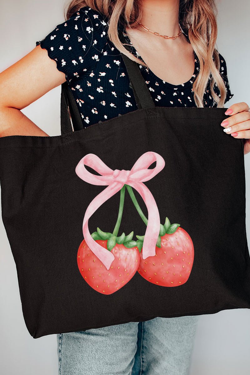 Strawberry Girly Canvas Jumbo Tote - Wholesale Accessory Market