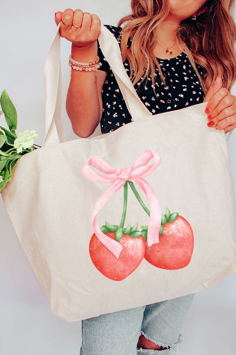 Strawberry Girly Canvas Jumbo Tote - Wholesale Accessory Market