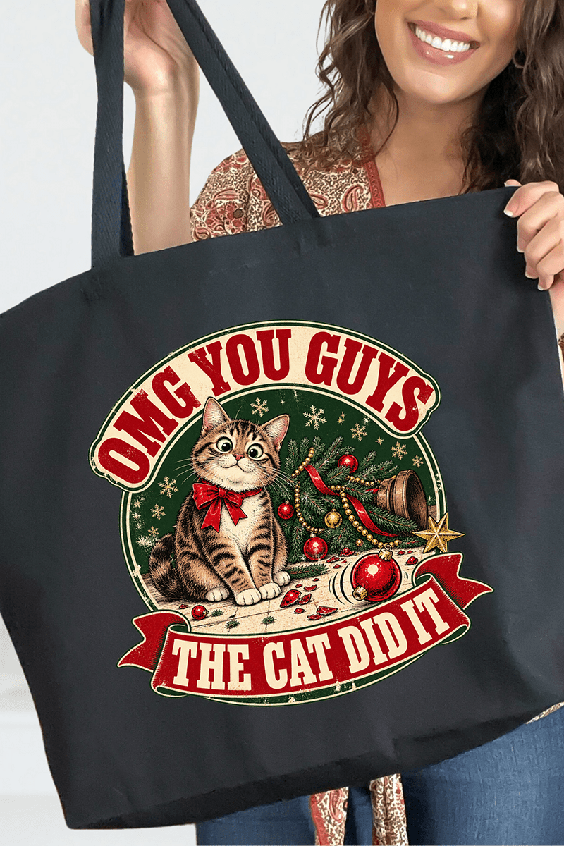 The Cat Did It Canvas Jumbo Tote - Wholesale Accessory Market