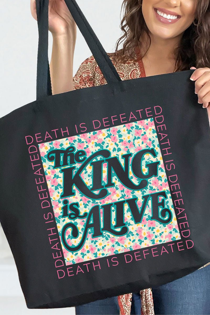 The King Is Alive Canvas Jumbo Tote - Wholesale Accessory Market