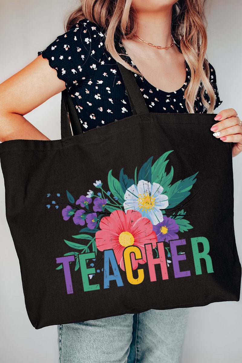Vibrant Floral Teacher Canvas Jumbo Tote - Wholesale Accessory Market