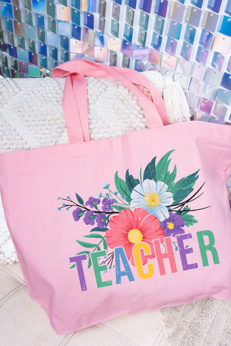 Vibrant Floral Teacher Canvas Jumbo Tote - Wholesale Accessory Market