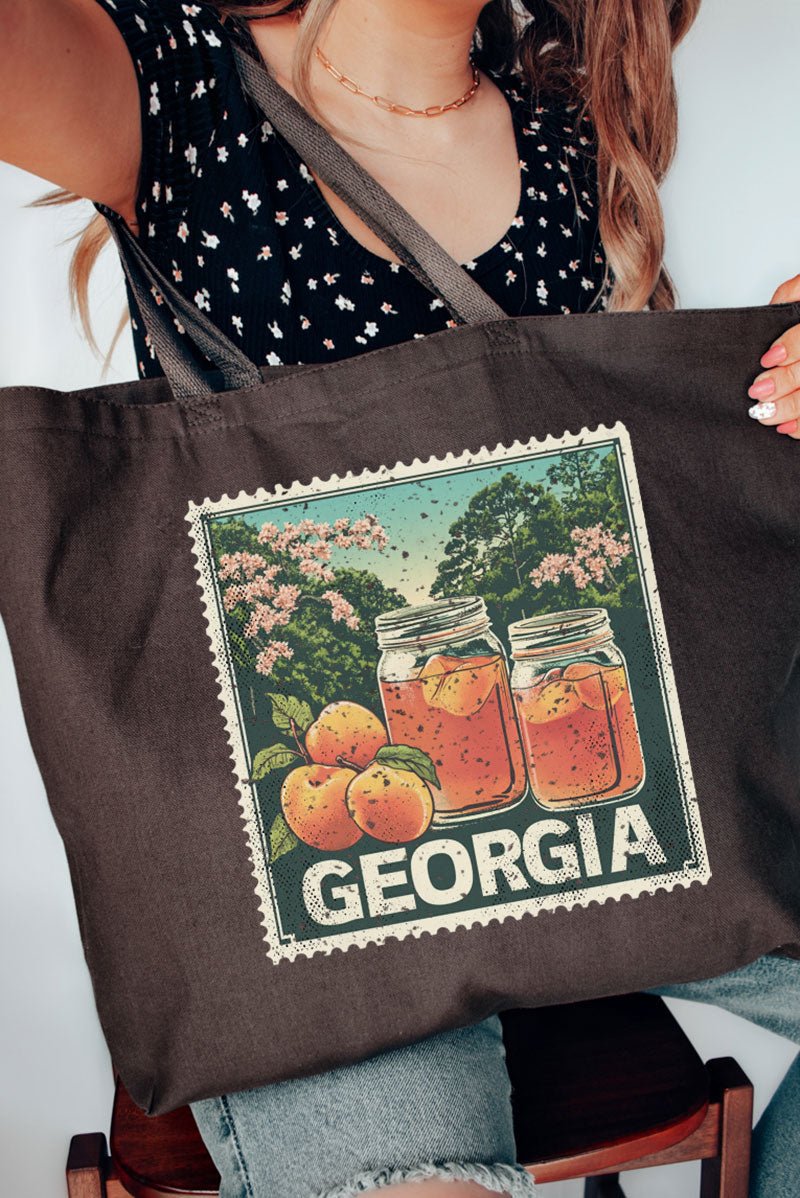 Vintage Georgia Stamp Canvas Jumbo Tote - Wholesale Accessory Market