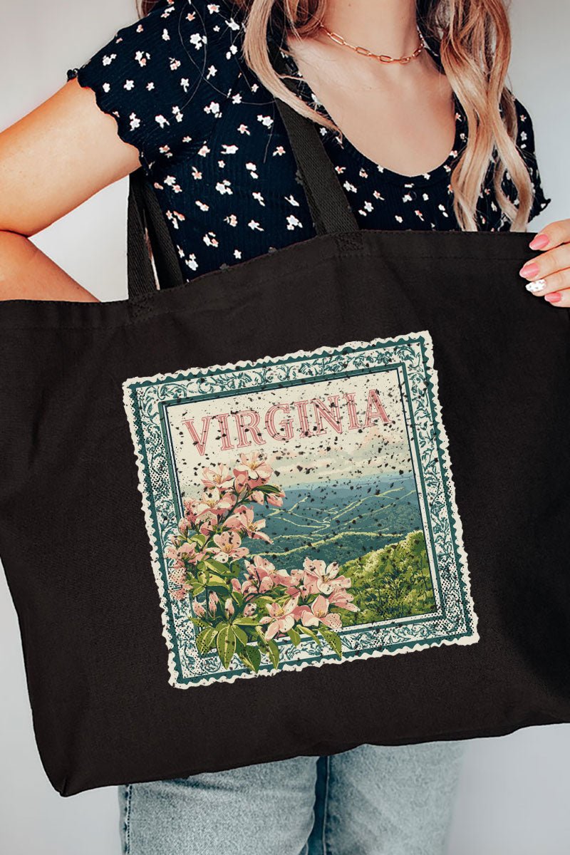 Vintage Virginia Stamp Canvas Jumbo Tote - Wholesale Accessory Market