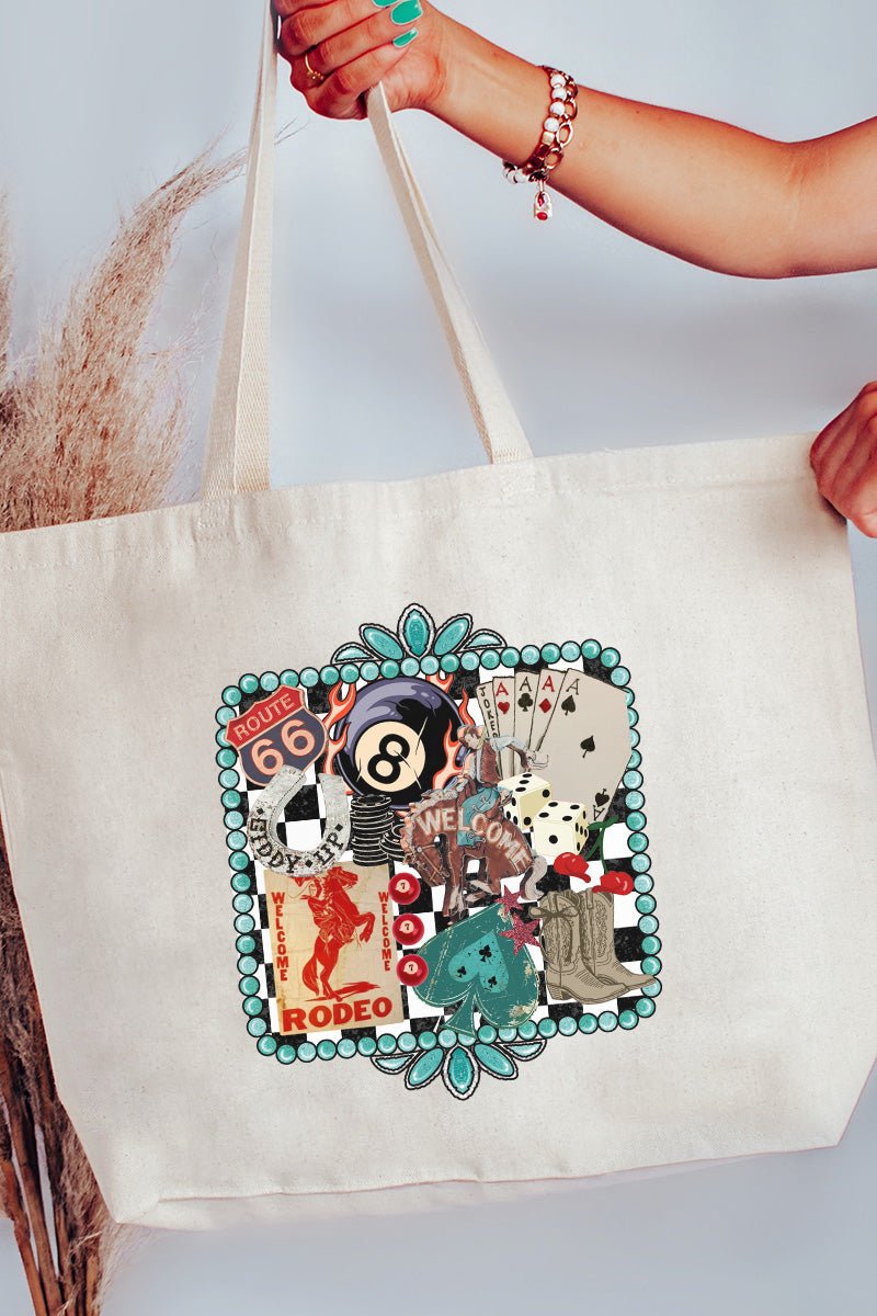 Welcome Rodeo Collage Canvas Jumbo Tote - Wholesale Accessory Market