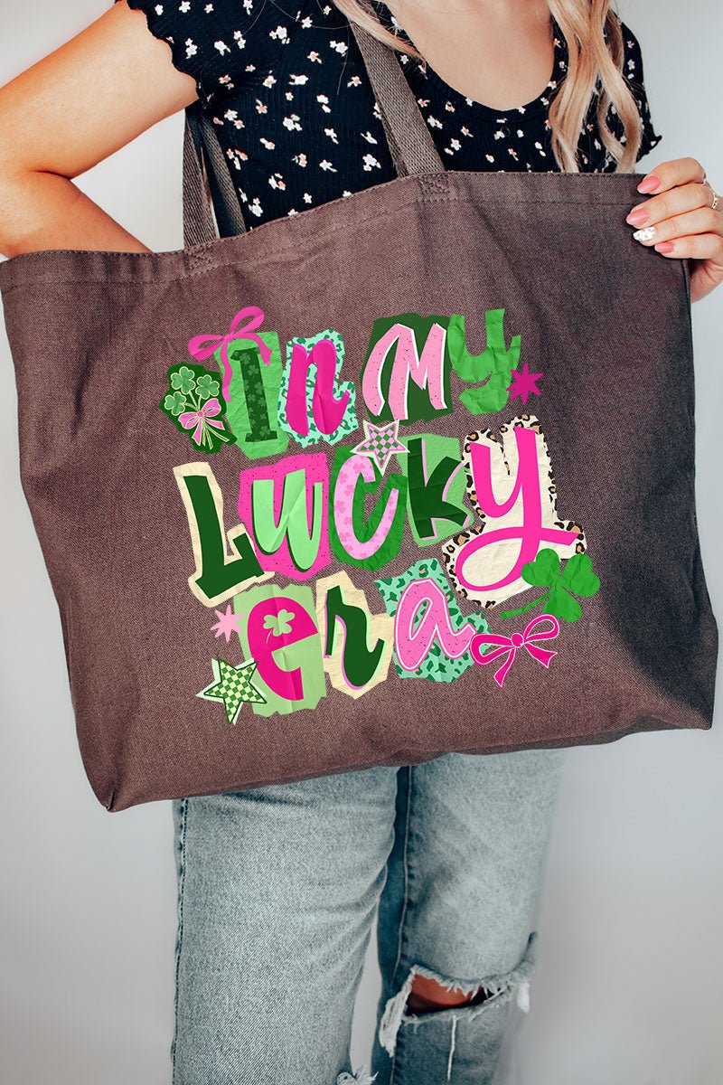 Bold In My Lucky Era Canvas Jumbo Tote - Wholesale Accessory Market